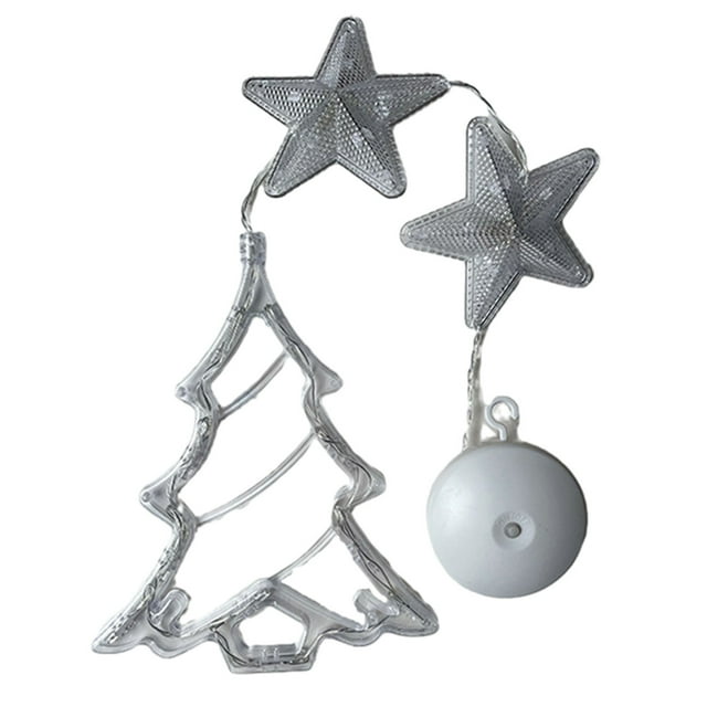 Lumières de Noël Extérieures Décorations de Fenêtre de Noël, Lampe Ventouse Led Éclairée à Piles pour Arbre de Noël Cheminée Fenêtre Décoration Intérieure Extérieure