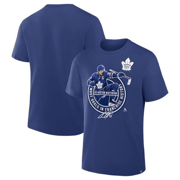 Men's Auston Matthews Blue Toronto Maple Leafs Most Goals in Franchise History T-Shirt
