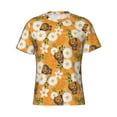 thumbnail image 4 of Qekee White Floral and Butterflies Classic Fit T-Shirt Men's Shirt Men's Tight Short Sleeves for Exercise, Running, Mountaineering - White Floral and Butterflies, 4 of 9