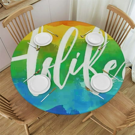 

Qlo0ole Round Tablecloth Fitted Table Cover Elastic Tablecloths Waterproof Outdoor Indoor Stretch Cloth Tablecover for Dinner Party Shower Colored Stripes 46-50
