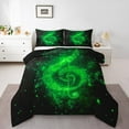 thumbnail image 1 of Musical Note Kids Comforter Set,Starry Green Sequins Print (Not Real) Chic Bedding Set All Season,Neon Glitter Music Theme Romantic Comforter 2 Pcs with 1 Pillowcase,Toddler Size, 1 of 6