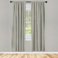 thumbnail image 2 of Ambesonne Plaid Curtains, Vintage Minimal Gingham Check, Pair of 28"x84", Dimgray and Pastel Green, 2 of 4
