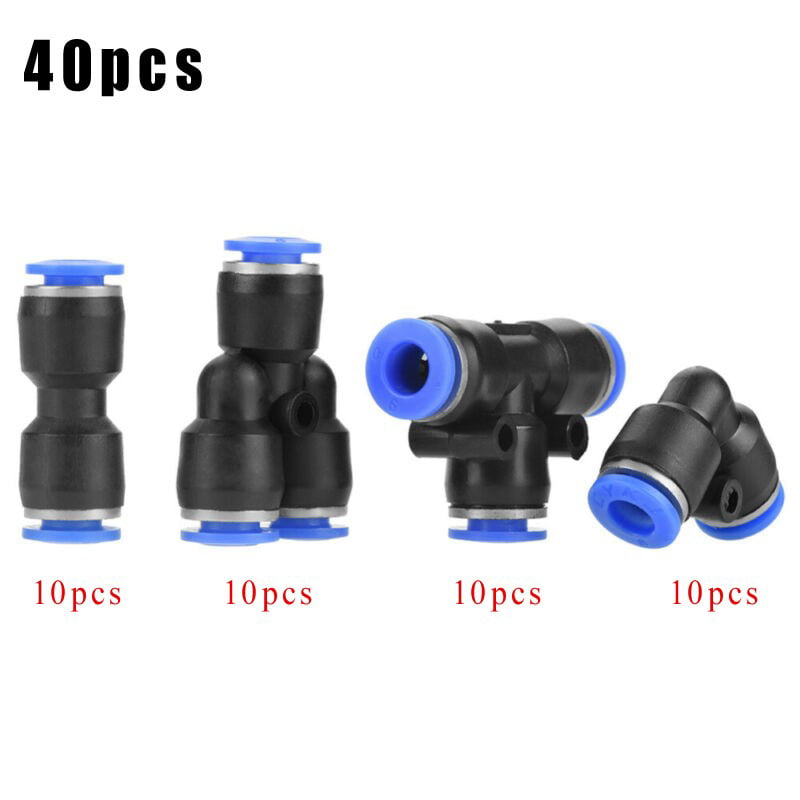 6mm OD 1/4 Inch Plastic Pneumatic Push Connector Set Air Line Quick Fittings 