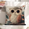 thumbnail image 6 of Owl flowery branch Linen toss pillowcase Decoration pillowcase Gift preferred 24x24" Cushion cover 2 set Sofa pillowcase Sofa bedroom living room car, 6 of 8