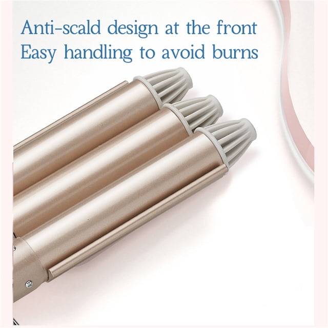 Curling Iron 3 Barrel Fast Curling Iron Temperature Adjustable Heating Hair Waver Temperature Adjustable Electric Ceramic Curler US Plug, 25mm