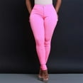 thumbnail image 6 of Women Jeans Fashion High Waisted Petite Plus Size Stretch Solid Denim Pant Womens Pants Pink M, 6 of 7