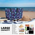 thumbnail image 5 of Daiia Blue Flower Skull Beach Travel Bag - Water-Resistant Beach Bag, Lightweight Tote with 7 Pockets for Women and Men - Gym,Pool,Camping,Reusable Grocery Bag, 5 of 7