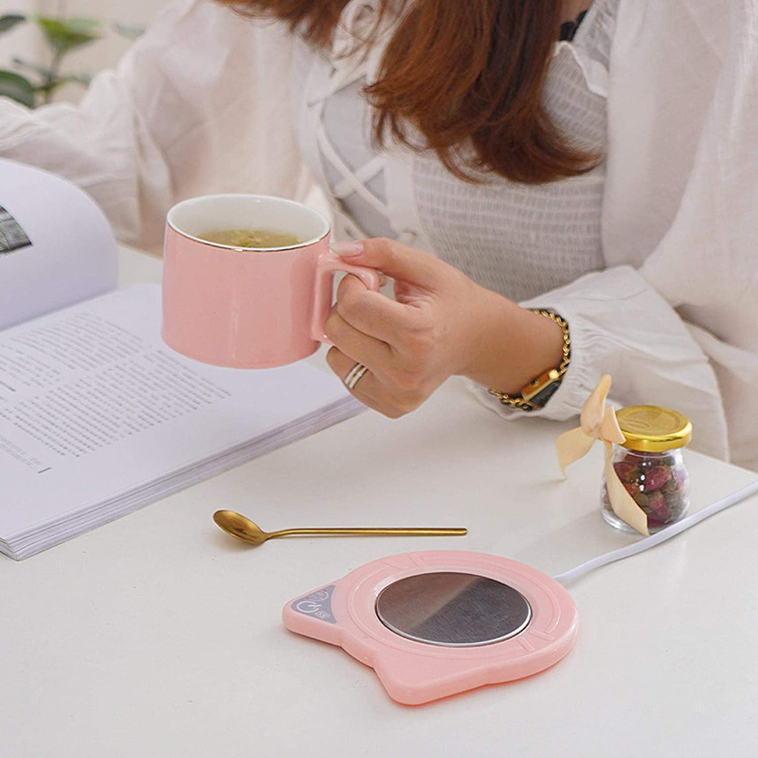 Coffee Mug Cup Warmer Coaster for Coffee Tea Cocoa Milk Food Fruits Candle,  Aluminum Metal Panel, Safe Reliable, Green (4 x 5)