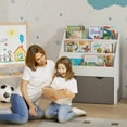 thumbnail image 2 of Qaba Kids Bookshelf with 3 Tier Display Shelves, Drawer for Nursery, Grey, 2 of 10