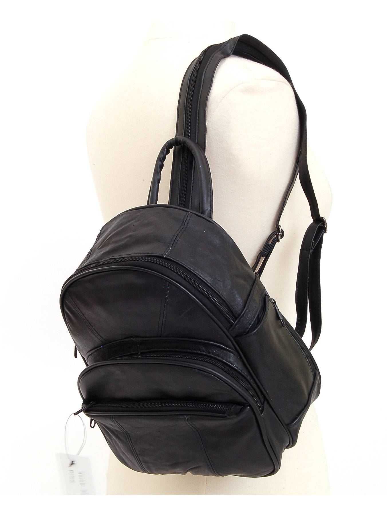 Genuine Leather Small Backpack Casual Daypack Convertible Sling Crossbody Bag