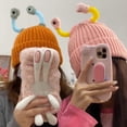 thumbnail image 3 of Cute Knitted Beanie Hat with Eyes Wear Resistant Solid Color LED Glowing Funny Cartoon Winter Warm Hat, 3 of 8