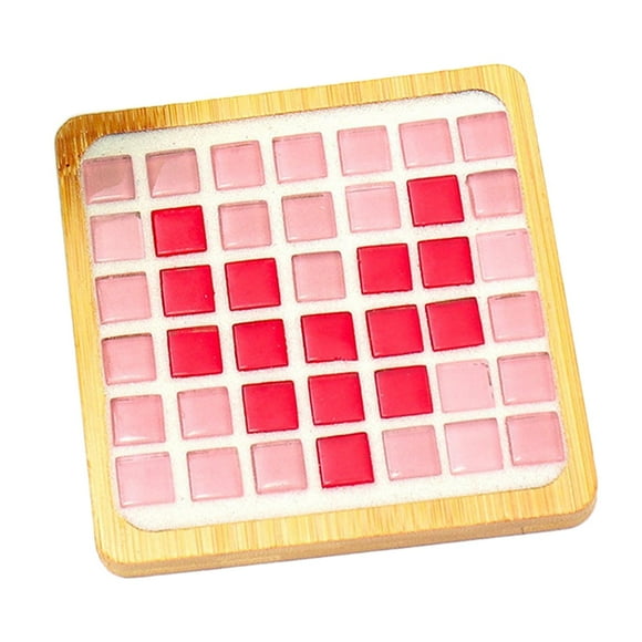 jifeng Wood Tray Place Mat Hotel Pads Home DIY Mosaic Coaster Kit for Adult Kids Pink Pink Red