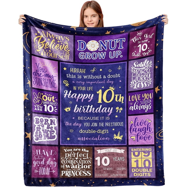LHSHID 10th Birthday Gifts for Her 10 Years Blanket 10 Funny Gift Idea 10 Year Old Birthday Gifts Gifts for 10 Year Old Female Women Girl Bestie Sister 10th Birthday Gift Ideas 30x40in