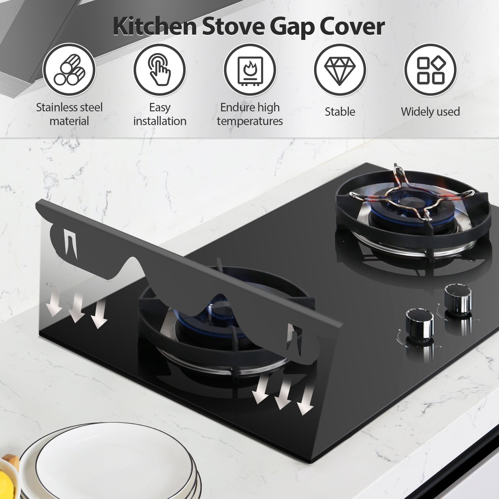 Wekvgz Stainless Steel Stove Gap Cover Sturdy Heat Resistant Oven Side Gap Fillers Non Slip Stove Gap Guards Easy to Install and Clean Stove Gap Fillers for Cooking