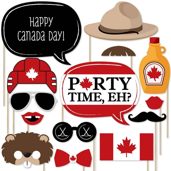 Big Dot of Happiness Canada Day - Photo Booth Props Kit - 20 Count