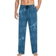 thumbnail image 4 of Men's Pajama Pants with Pockets Sleepwear Lounge Pants Stretch Casual Dinosaur Blue Dot, 4 of 7