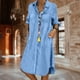 thumbnail image 1 of Vestido Vestido con botones para mujer, elegante vestido de blusa desgastada de mezclilla, vestido camisero de verano Kuymtek Azul claro T 3EG para Mujer, 1 of 9
