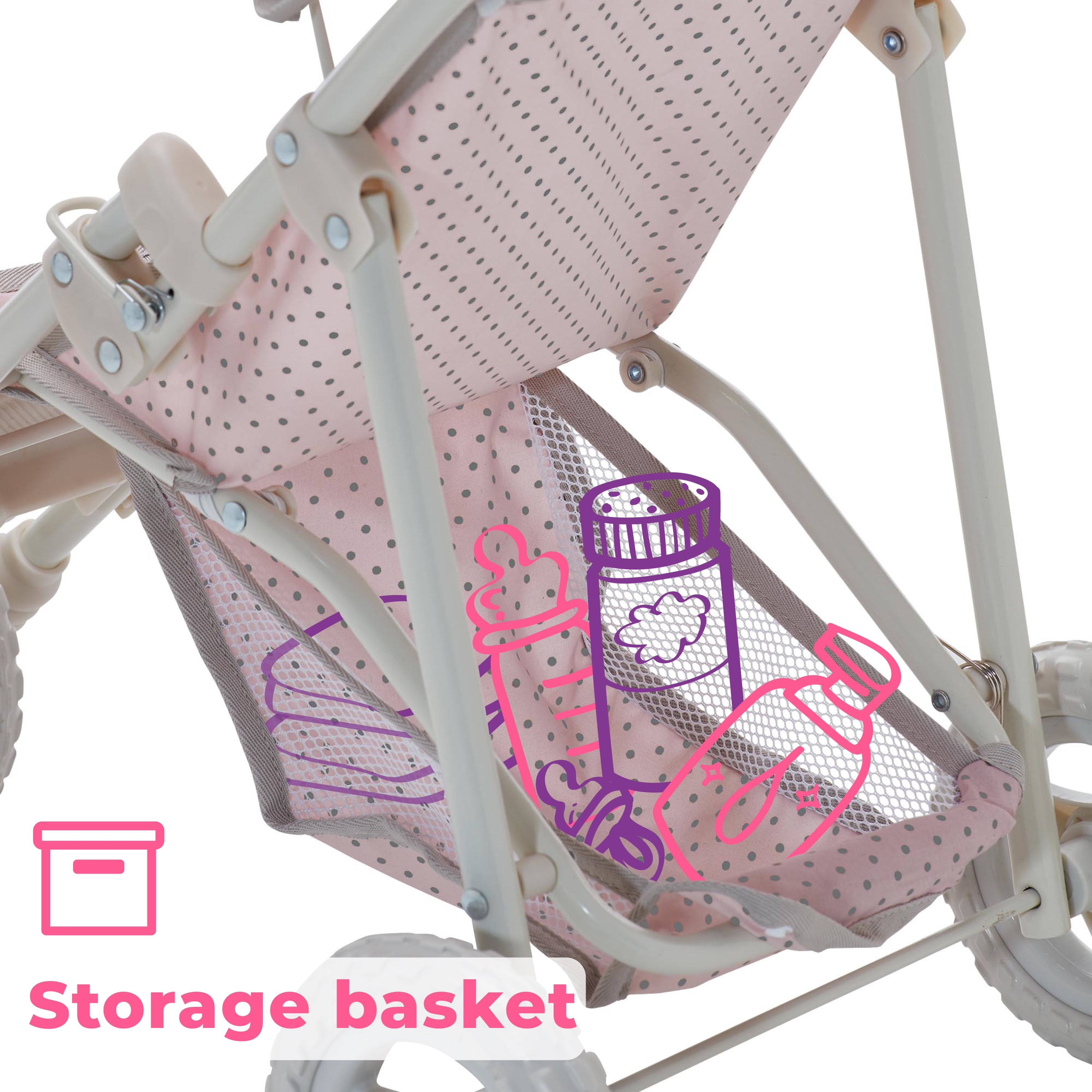 Olivia's Little World Polka Dots Princess Doll Jogging Stroller, Pink