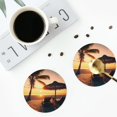 thumbnail image 5 of Pofeuu Hawaiian Sunset Beach Print Leather Coasters Set of 6, Round Cups Mugs Mat Pad for Home Kitchen Heat Resistant Drink Coasters,Round Shape, 5 of 7