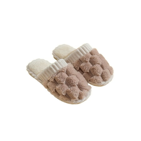 

Tenmix Unisex Plush Slippers Fluffy Fuzzy Slipper Slip On House Shoes Winter Warm Home Shoe Bedroom Lightweight Casual Coffee 10.5-11