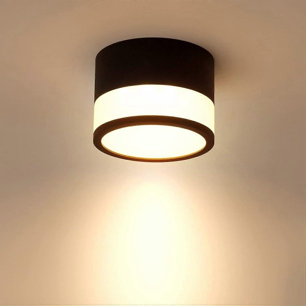 LED Ceiling Light Spot 12W 3000K Round Black Warm White Ceiling Light Living Room Aluminum 10cm 230V Lighting Spots for Hallway Bedroom Dining Room Ki
