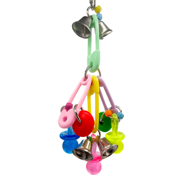 1048 Bobbin Paci Circus M&M Bird Toys Colorful Plastic Ring Bell Pull Bead