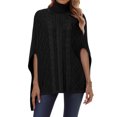 thumbnail image 2 of Wutalume Women's Lazy Style Loose Long Sleeve High Neck Solid Color Knitted Shawl Sweater, Warm Winter Pullover with Cozy Draped Design for Casual and Chic Looks,Black S, 2 of 7