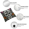 thumbnail image 4 of JRXY Sugar Skull Set of 2 Square  Throw Pillow Cover Mexican Day of The Dead Sugar Skull Rose Soft Pillowcases Pillow Cushion Covers for Home Sofa Couch Garden Bench Car Decoration White, 4 of 6
