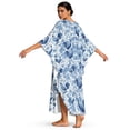 thumbnail image 4 of Xoenoiee Blue Rooster Chicken Peony Flower Pattern Kaftan Dresses for Women Plus Size Summer Bathing Suit Cover up V Neck Batwing Dress Loose fit Moroccan Caftan Mumu Dresses, 4 of 7