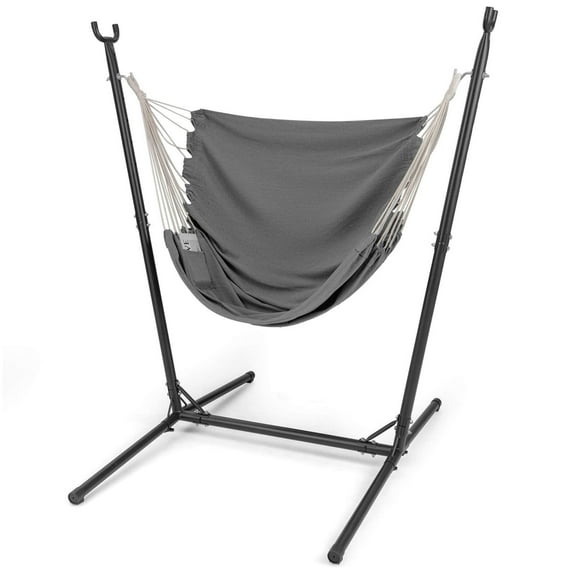 Costway Adjustable Hammock Chair with Stand 6 Adjustable Positions Storage Pocket Sturdy