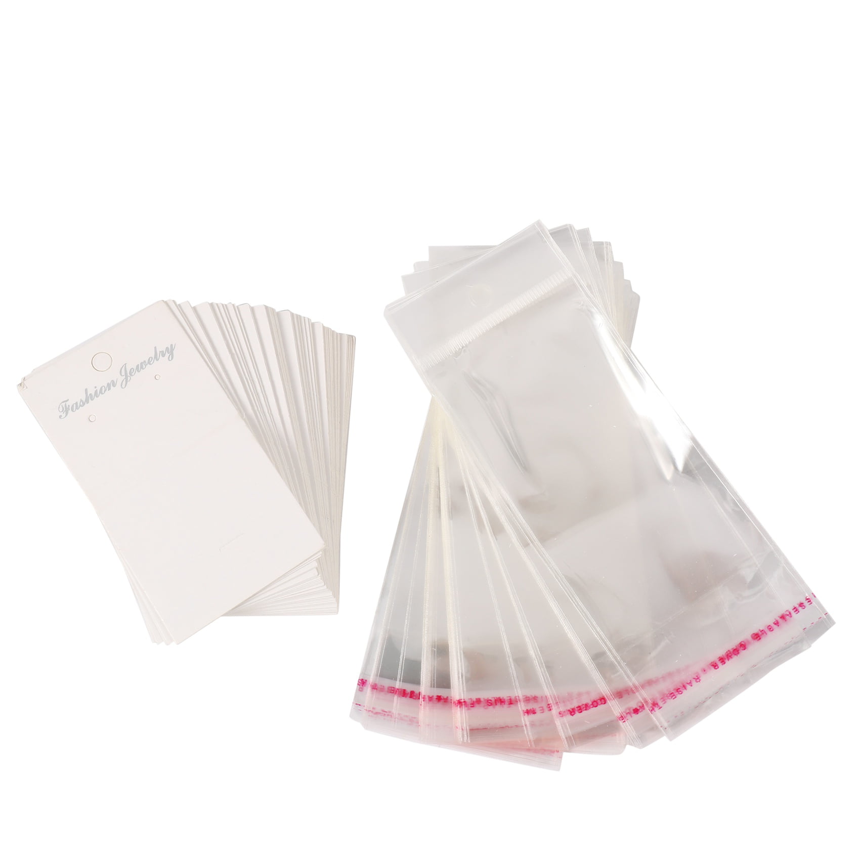 Jewellery 100 x White Plain Earring Display Cards & Self Adhesive Bags A8G7 