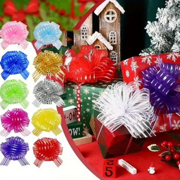 22 pieces Pull Bow Mixed Color Large Organza Gift Bows Present Wrapping Pull Bow with Ribbon for Wedding Party Decoration Gift Baskets, 6 Inches