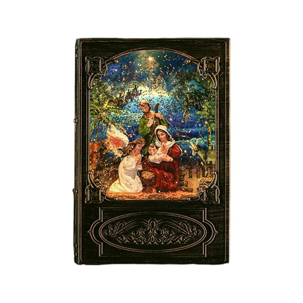 Bola de nieve navideña para la Natividad, adorno de mesa, escena de la Natividad, coleccionable, noche libro