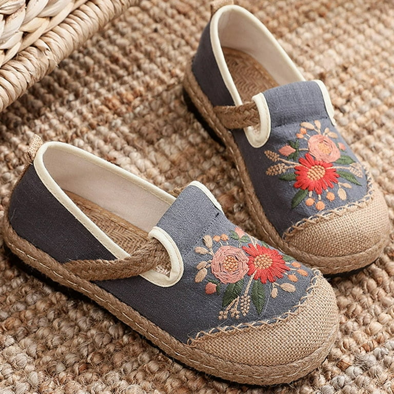 Qepwscx Women's Canvas Style Embroidered Flower Ballets Flats Ladies  Comfortable & Lightweight Slip On Shoes with Arch Support Slip-Ons Walking  Shoes Casual Dress Shoes Travel Flats for Women - Walmart.com