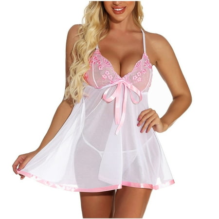 Women Sexy Lingerie Spaghetti Strap Lace Night Gowns Women Sexy V-Neck Comfy Lounge Dress Nighties for Women