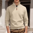 thumbnail image 2 of Quarter Zip Pullover Men 2026 Fall Winter Long Sleeve Jacquard Stand Collar Plain Sweatshirts Mens Pullover Top, 2 of 6