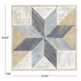 thumbnail image 3 of DecMode Blue Wood Handmade Southwestern Star Geometric Wall Decor with Cream and Brown Accents, 3 of 9