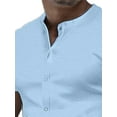 thumbnail image 3 of DYMADE Men's Henley Stand Collar Cardigan Solid Color Shirt, 3 of 4