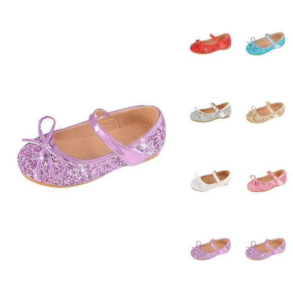 Sparkle Shoes Ballet Flats for Girls Princess Party Girls Shoes Soft and Wear Resistant for Wedding Flower Girl Sequins Fine Glitter Bow Girl Princess Shoes