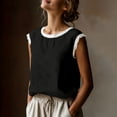 thumbnail image 4 of Purcolt Womens Cotton Linen Tank Tops Casual Boho Eyelet Embroidery Crewneck Sleeveless Tee Tops Trendy Soft Loose Fit Basic Shirts for Beach Vacation Party, 4 of 9