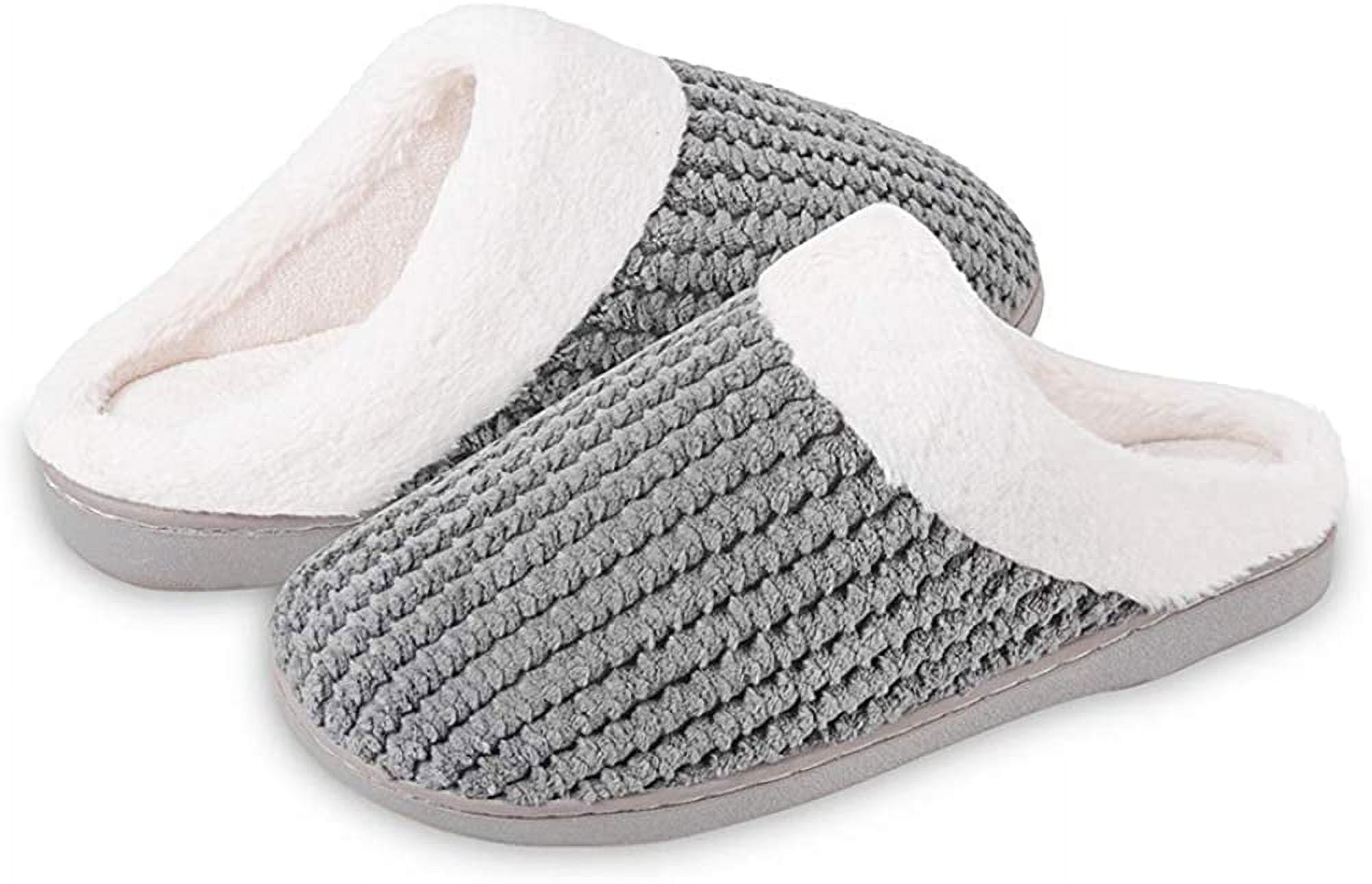Chaussons d'Hiver Hommes Femmes Mousse à Mémoire de Forme, Chaleur Maison Antidérapants, Intérieur Extérieur Effet Laine