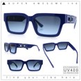 thumbnail image 2 of Luxe Lion Head Jewel Hinge Narrow Rectangle Horn Rim Plastic Sunglasses Blue - Navy, 2 of 8
