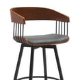 thumbnail image 4 of Armen Living Indoor Athena 27" Swivel Walnut Wood Counter Stool in Gray Faux Leather with Black Metal, 4 of 9