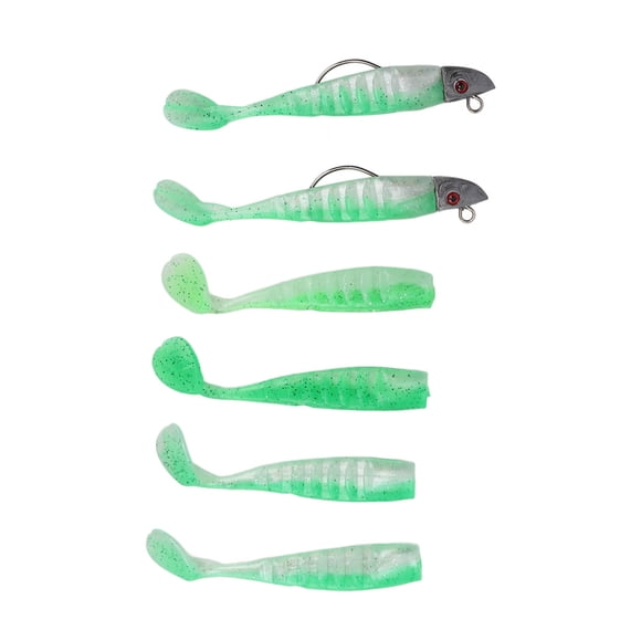 Appât Souple en Silicone Artificiel, Leurres de Pêche Souples Universels 2 Boîtes Yeux 3D pour Eau Salée pour Eau Douce Rose, Vert Pois, Or