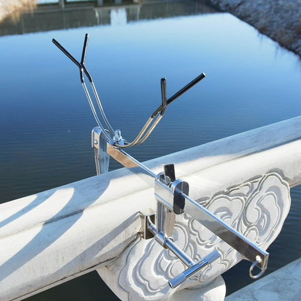 Metal Bridge Fishing Rod Holder Pole Bracket Adjustable Non Slip for Sea  Railing 22x5cm 
