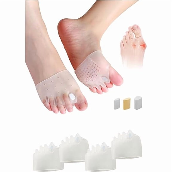 ZLCAdjustable Hyggear Silicone Toe Separators, 2 Pairs Spacers Bunion Corrector for Women Men, Ball of Foot Cushions for Overlapping Hammer Big Toes