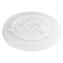 Karat C-KC107TS 107mm PET Plastic Flat Lids with hole, 500 / box