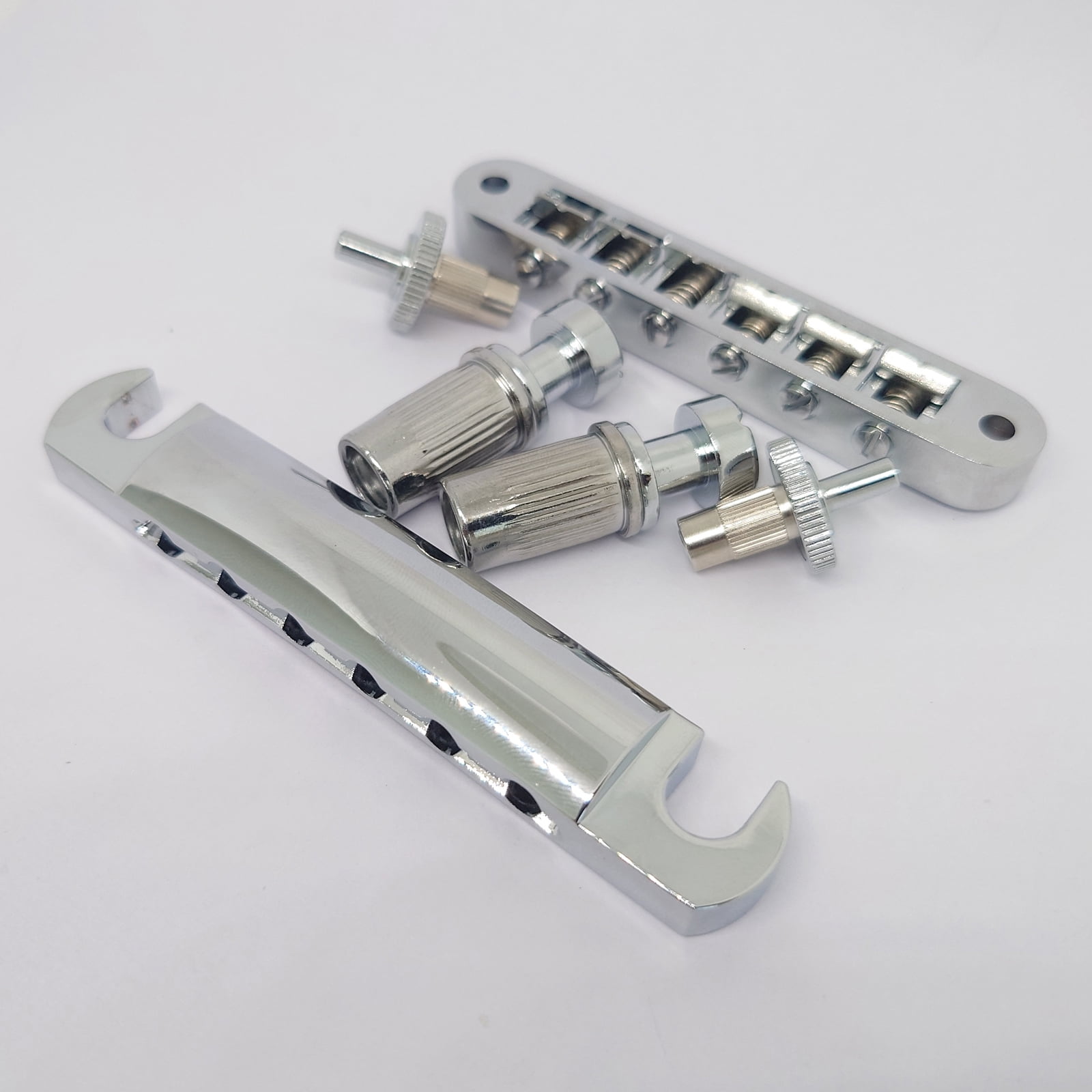 Guitar Fixed Saddle Bridge Tailpiece Set with ABR-1 Style Tune-O-Matic Bridge Chrome for ABR LP SG EPi Electric Guitars