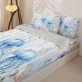 thumbnail image 3 of Homewish Watercolor Ocean Coral Zipper Twin Comforter Sets with Fitted Sheet and 2 Pillowcases,Wild Jellyfish Starfish Zipper Bedding Set For Girls Kids,Reversible,4-Piece, 3 of 7