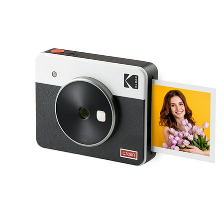 Image of KODAK Mini Shot 3 Retro 4PASS 2-in-1 Instant Camera and Photo Printer (3x3 inches) + 8 Sheets White